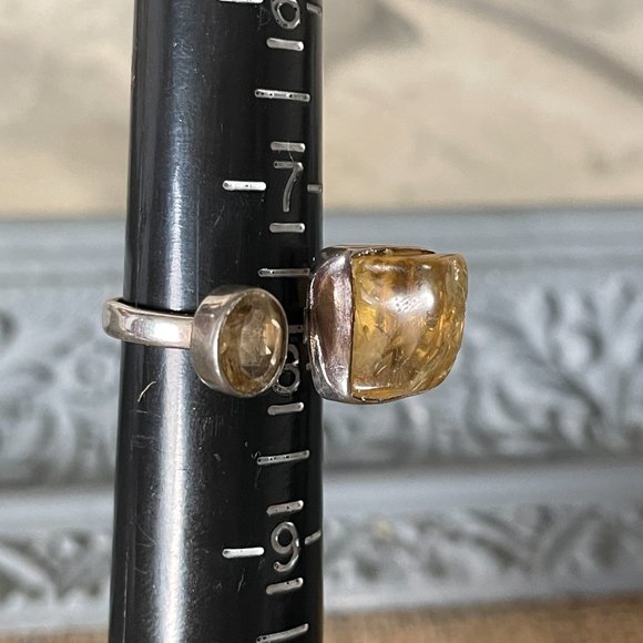 Chalisa Sterling Silver Raw/Polished Citrine Two-stone Ring - Picture 4 of 5